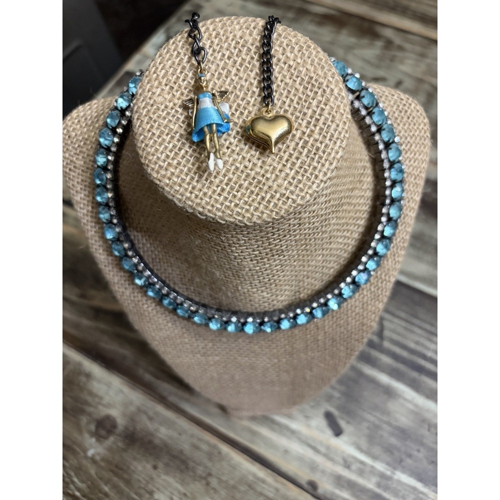 RARE Betsey Johnson Winter Wonderland Rhinestone Snow Angel Choker Necklace EUC